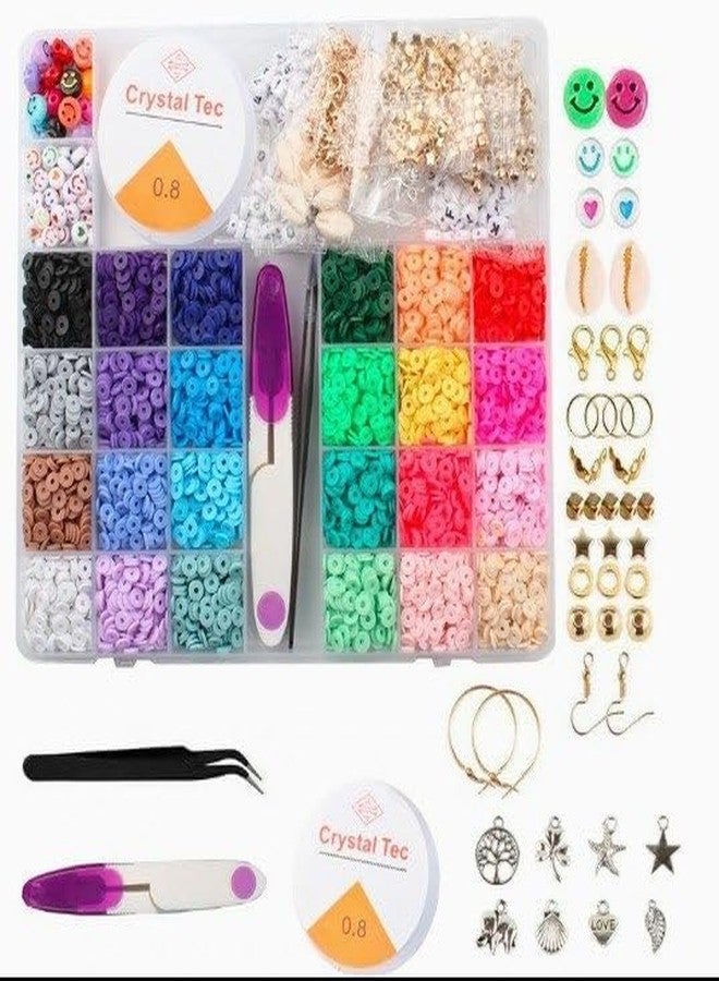 WebWares Clay Beads for Jewellery Making Kit|| Kids Girls Macaron Color Beads for Bracelet Making|| Jewellery Making Kit for Kids DIY Bead Set Making|| (B) - Image 1